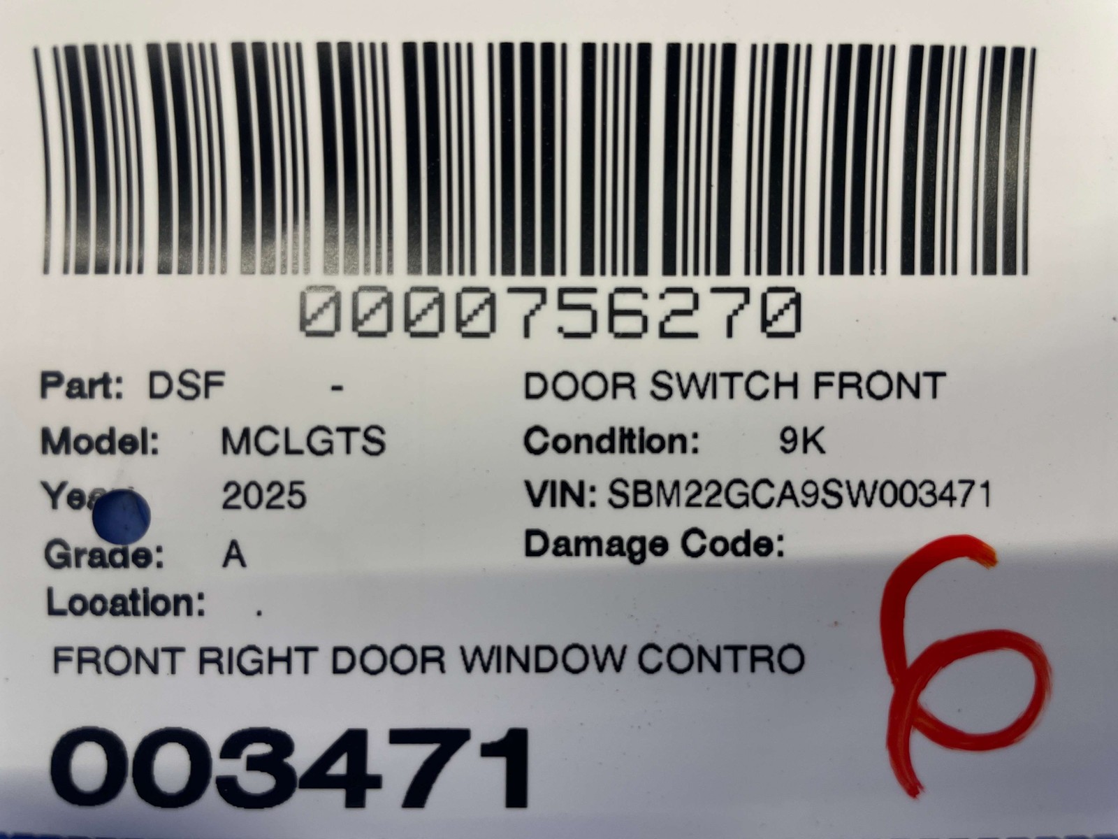 2020-2026 MCLAREN GTS OEM FRONT RIGHT DOOR WINDOW CONTROL SWITCH PANEL 22MA613GP