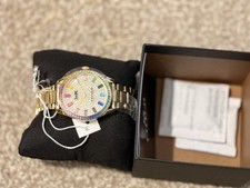 Coach Gold Preston Rainbow Crystal Watch 36mm – Brand New, Never Worn