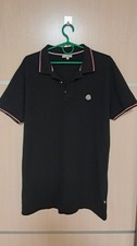 MONCLER Black Pique Classic Short Sleeve Polo Shirt Size Medium Unisex Rare Logo