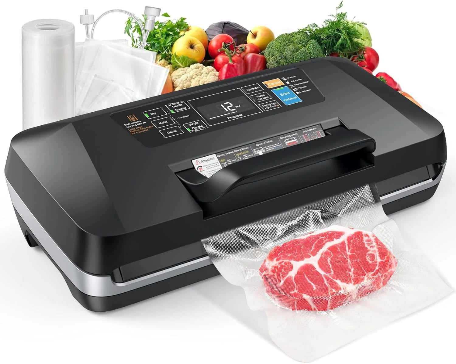 ROUUO 95KPa Vacuum Sealer, Automatic Food Vacuum Sealer Machine with Double Seal