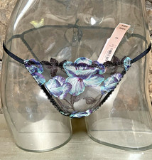 Victoria's Secret Floral Embroidery Mini String Bikini OPEN BACK Sz M NWT 29.95