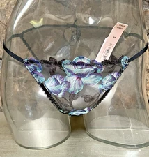 Victoria's Secret Floral Embroidery Mini String Bikini OPEN BACK Sz M NWT$29.95