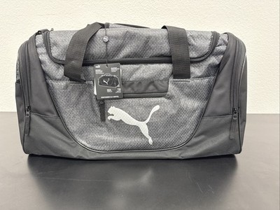 PUMA Candidate Black Sports Duffle Bag Adjustable Shoulder Strap Black Grey Cat
