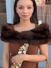 Vintage Sable Fur Stole Wrap Real Fur Shoulder Wrap Women Evening Wedding