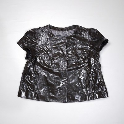 Ines & Marechal Patent Leather Jacket Short Sleeve Silk Lining France FR 42/M