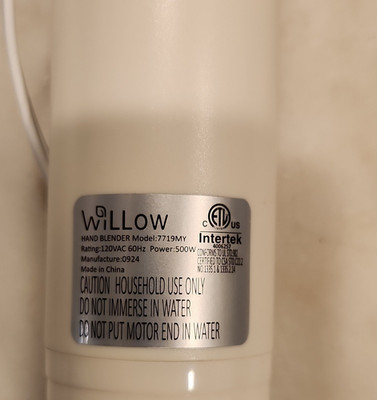 Willow 7719MY Handheld Blender 500W White Turbo 5 Speeds Electric
