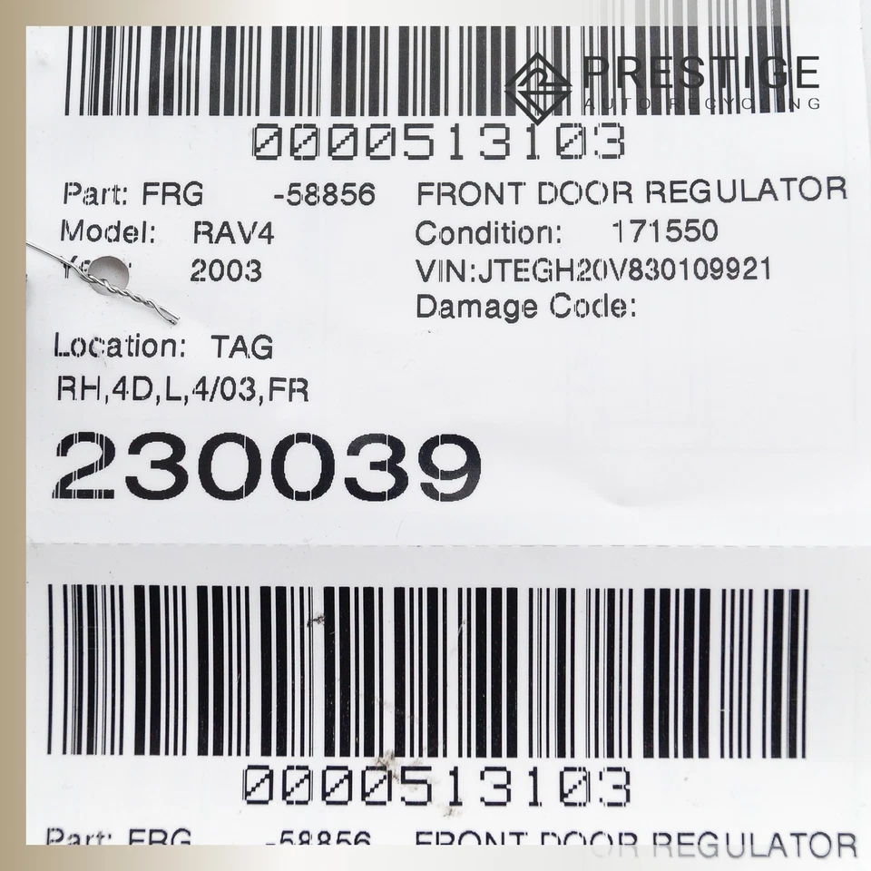 Regulador de ventana de puerta Toyota RAV4 2001-2005 con motor delantero derecho 69810-42170 OEM Foto 4 de 4
