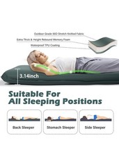 Sleeping Pad for Camping, Self Inflating Camping Pad with Pillow Green