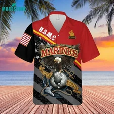 US Marine Corps Semper Fidelis Military Veterans Birthday Fathers Day Hawaiian S