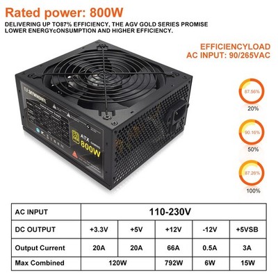 800 Watt Netzteil, 80 Plus Gold, voll modular, ATX 3.0, mit 2x (4+4 )Pin CPU