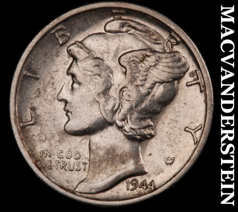 1944-S Silver Mercury Dime - Scarce  Extra Fine  Better Date  No Reserve  #M561