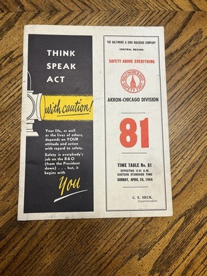 Vintage APR 1964 Baltimore & Ohio Railroad #81 Time Table Booklet 