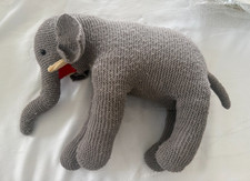 Handmade Knit Crochet Elephant Plush Stuffed Animal Gray Soft Toy