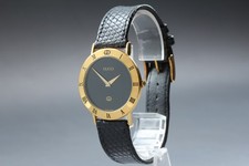 [Exc+5] GUCCI 3000M Black Dial Gold Roman 33mm Quartz Men's Watch From JAPAN