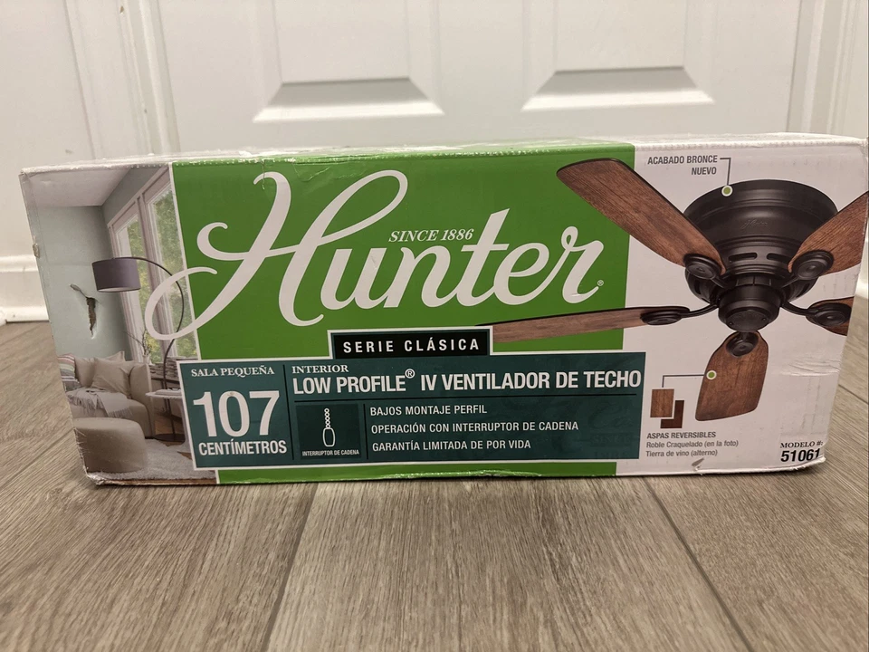 Hunter 42” Ceiling Fan Low Profile New Bronze Finish Model 51061 NIB - Image 3 of 4