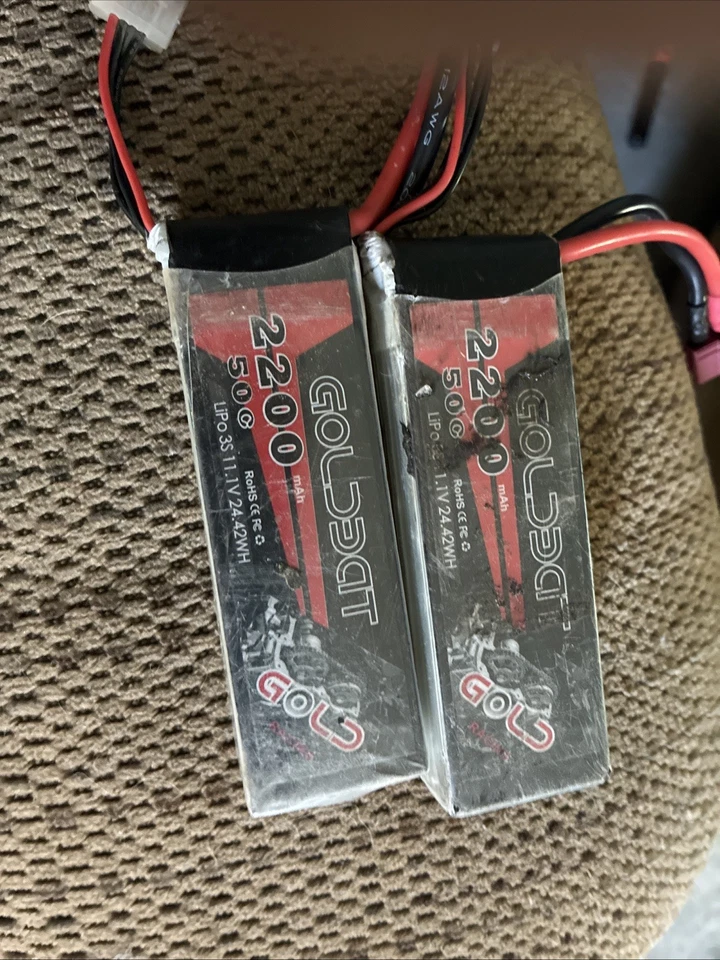 2 x GOLDBAT 11.1V 2200mAh 3S 50C Lipo аккумулятор с Deans штепсельная вилка для RC Evader - Изображение 2 из 3