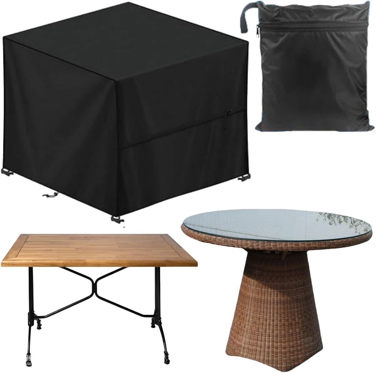 Copertura Impermeabile Per Mobili Da Giardino – 200x200x75 Cm – Tessuto Oxford Con Cordoncino – Protezione UV E Pioggia Per Divano Angolare E Rattan