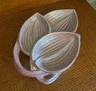 VTG MCM McCoy Pottery Pink/Purple Rustic Line Tri-Part Three Leaf Relish Dish