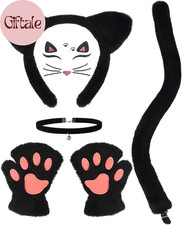5 PCS Black Cat Costume Set for Kids and Adults-Halloween Christmas Festival The
