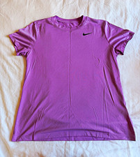 Nike Dri-FIT Women  s Training T-Shirt L Purple Crew Neck Short Sleeve Stretch