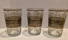 Moroccan Style  Traditional Tea Glass w/Gold & Smokey Quartz Accents  Set of 3