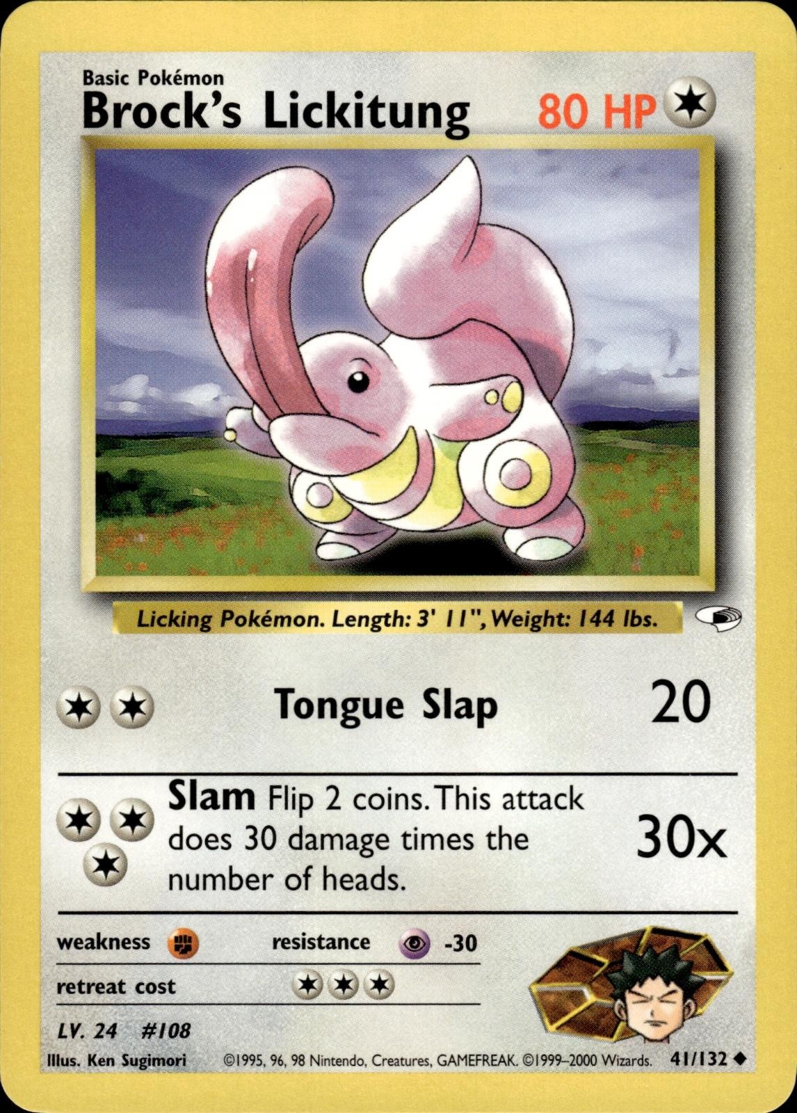Pokemon Gym Heroes Uncommon Brock's Lickitung 41/132 - Near Mint (NM)