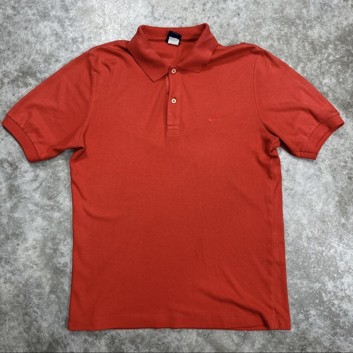 Nike Polo Shirt Mens Medium Red Embroidered Swoosh Classic Golf Casual 80s 90s