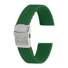 Silicone Watch Bands 22mm Soft Watch Bands with Silver Snap Buckle, Green