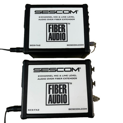 Sescom SES-FA2 Portable 2-Channel Audio Over Fiber Extender Kit Mic Line Tested