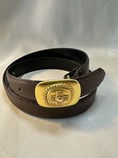 Vtg Ben Amun Embossed Cross Gold Buckle Lizard Belt M Excellent Condition Class
