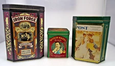 Lot of 3 Retro Storage Tins 1- Saturday Eve Post 1-Iron Forge Tools 1- Witchazel
