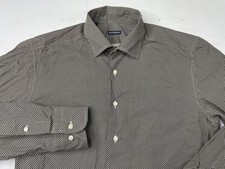 SUITSUPPLY Slim Fit Dress Shirt 14.5 / 37 Mens Cotton Twill Geometric AOP