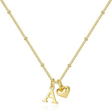 Stocking Stuffers for Girls Kids - Heart Initial Necklace A  