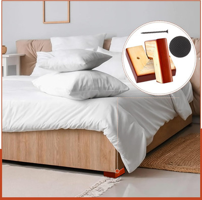 4 Pack Wooden Furniture Risers 1 Inch High L Shaped Bed Risers with Metal Scr...