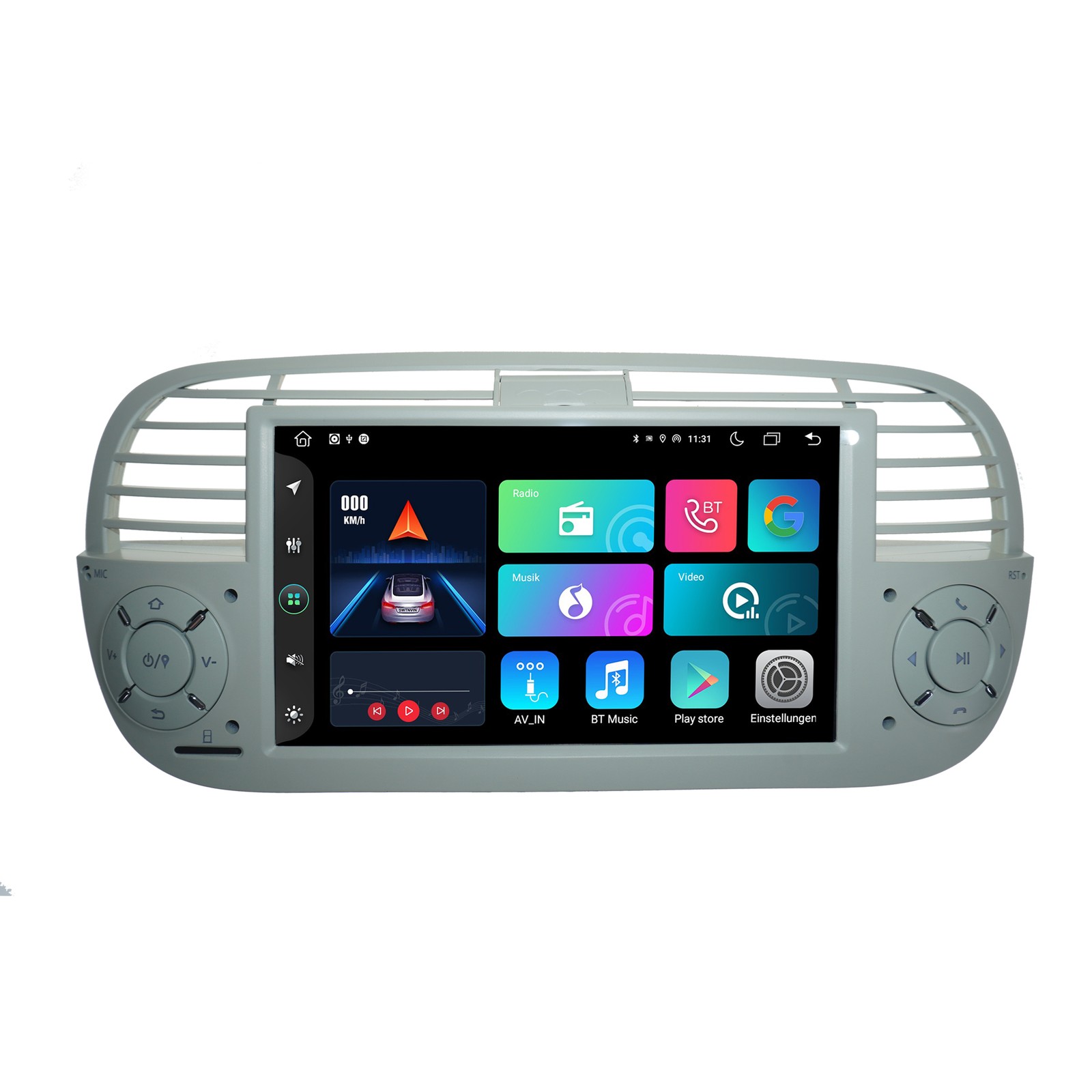 For Fiat 500 (Beige) 7"" Touchscreen Android Car Radio GPS Navigation CarPlay