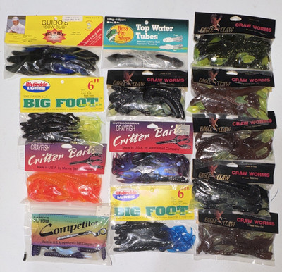 Riverside Eagle Claw Mann's Bass Pro Soft Bait Craw Worm Toad Casey s 13Lot Bass