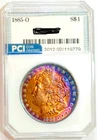 1885-O Gem BU ++ Morgan Dollar Rainbow Color Toned