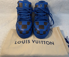 Louis Vuitton LV Trainer Blue Brown Check Lea...