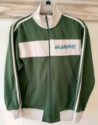 Old Navy Track Jacket Y2K Full Zip Green Cream Long Sleeve XL Mock Neck 2006