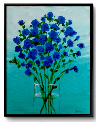 LOVELESS - ''FORGET ME NOTS'' 11 x 14 acrylic on canvas Impressionism
