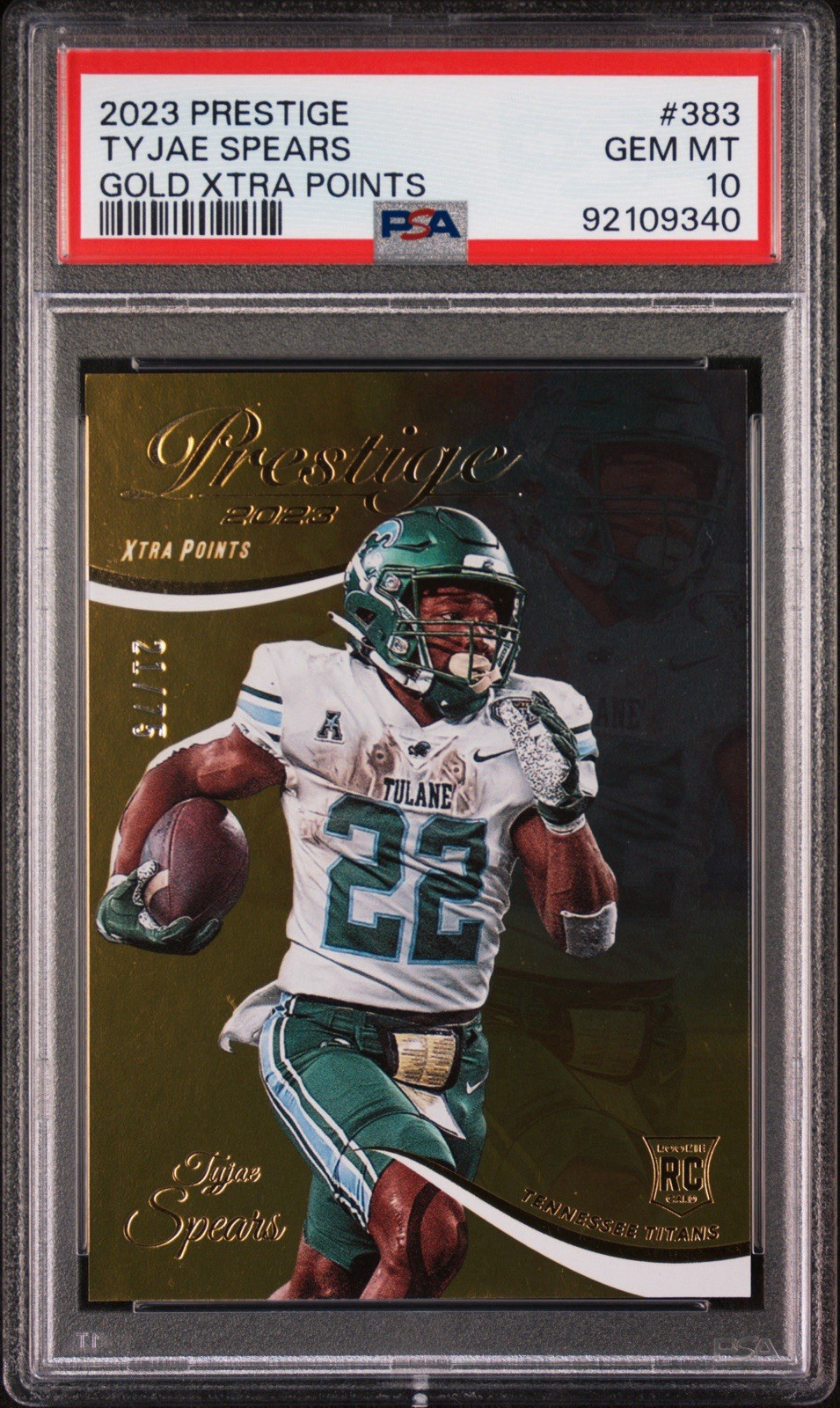 Tyjae Spears Panini Prestige #383 Xtra Points Gold