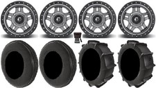 Fuel Anza Gunmetal 14 Wheels 28 Dune Tires Polaris Rzr