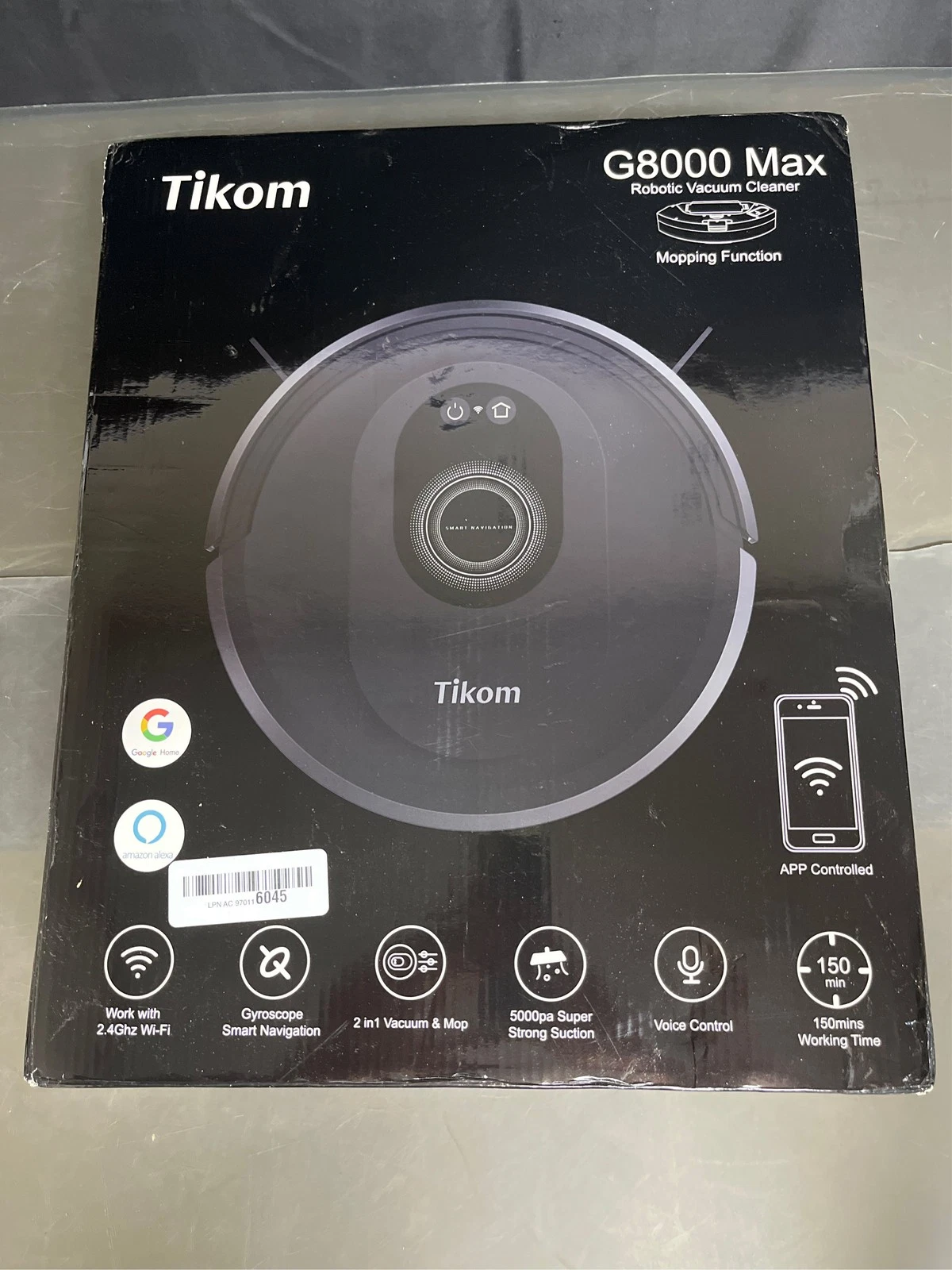 Tikom Robot Vacuum and Mop Combo, 5000Pa Robotic Vacuum Cleaner, 150 Min Max, 1