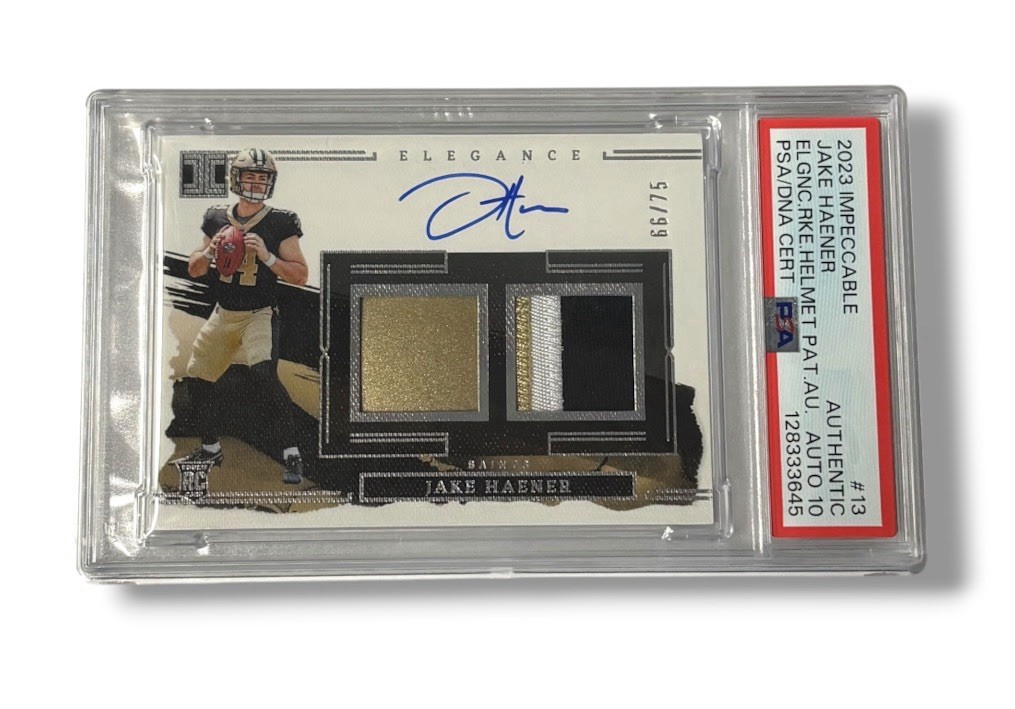 Jake Haener Panini Impeccable Elegance Rookie Helmet and Patch Autographs #13 Base