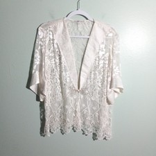 Spencer Alexis Kimono Cardigan size Medium, Ivory Sheer Lace Cocktail Party spot