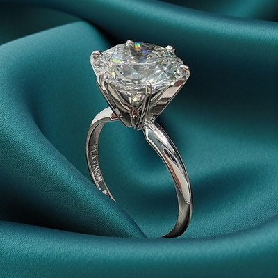 5.00 Ct D VS1 Round Solitaire Platinum Lab Grown Diamond Ring IGI 