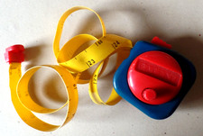 Vintage Over 20" BATTAT MEASURING TAPE Play Toy with Blue  Red  Yellow Tape
