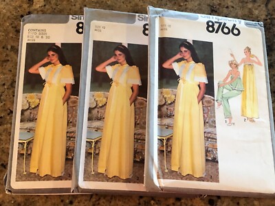  1977 SIMPLICITY #8766 - LADIES LINGERIE - PAJAMAS-NIGHTGOWN-ROBE PATTERN FF