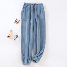Men's Flannel Pajama Pants Ultra Soft Solid Color Fleece Sleep Lounge Pants