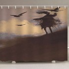 Grey Silhouette Eagles 3D Shower Curtain Waterproof Fabric Bathroom Decoration